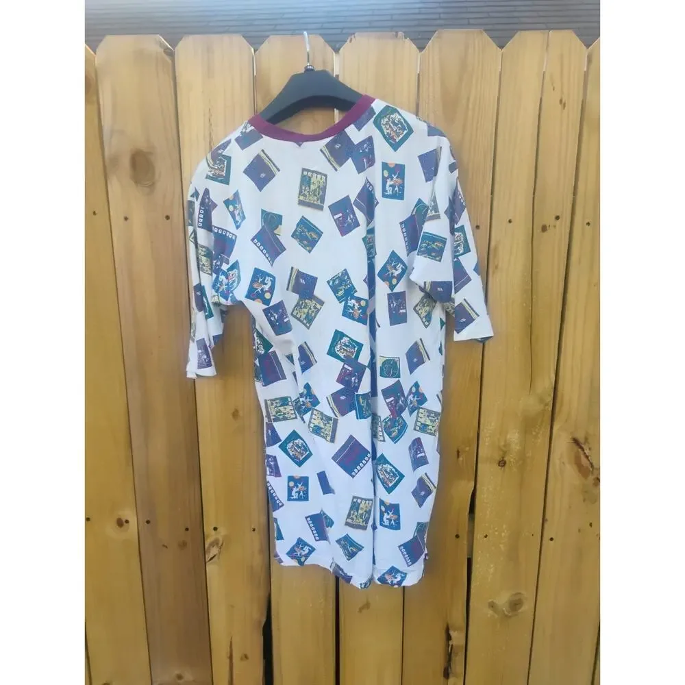Vintage Simply Basic 3X Cat Cotton Flannel Henley Pajama Nightshirt Nighty Pjs